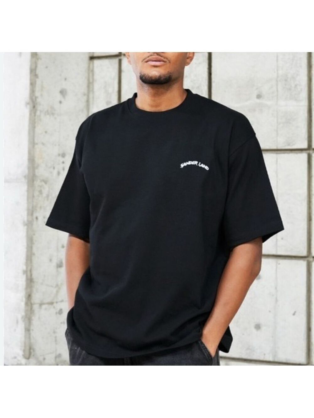 SANDER LAND 9.1oz Magnum Weight Arch Embroidered Logo Oversized SS T-Shirt sz L
